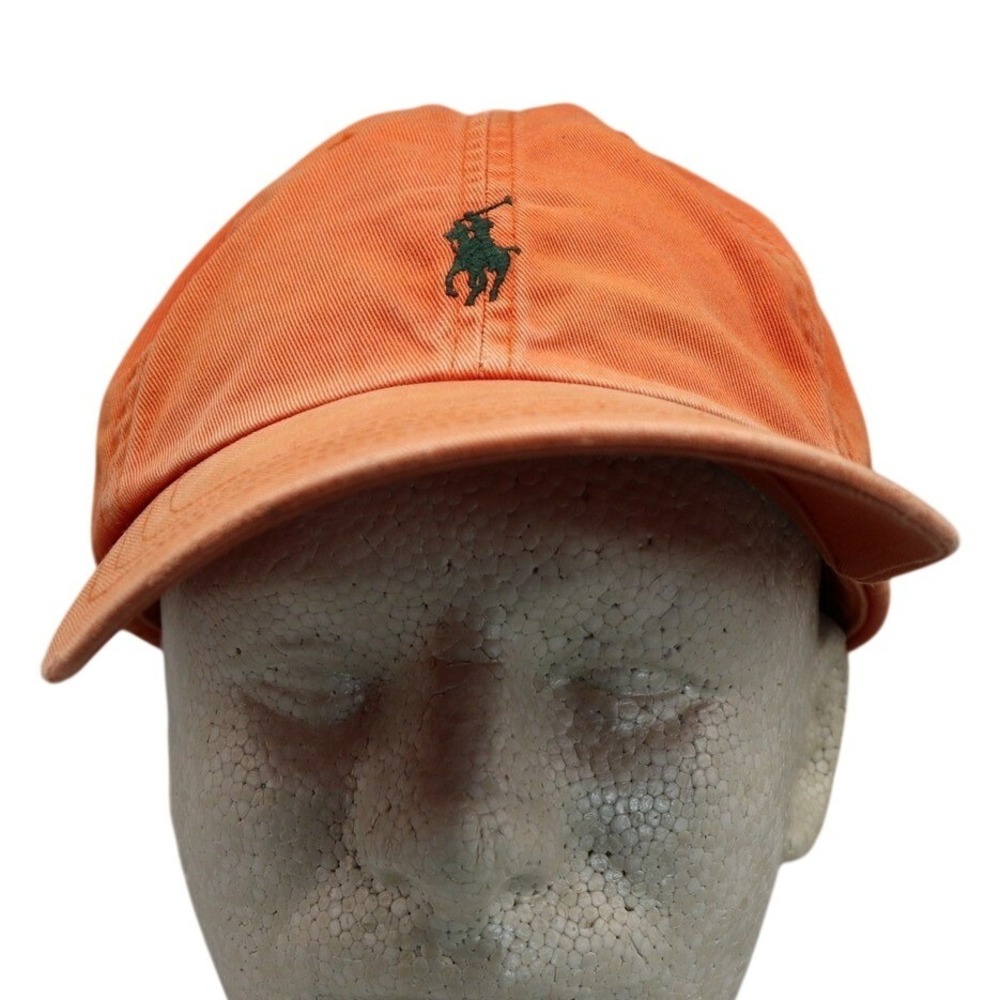 Polo Ralph Lauren Baseball Hat Men OS Orange Pony Logo Strapback Casual Sun Wear
